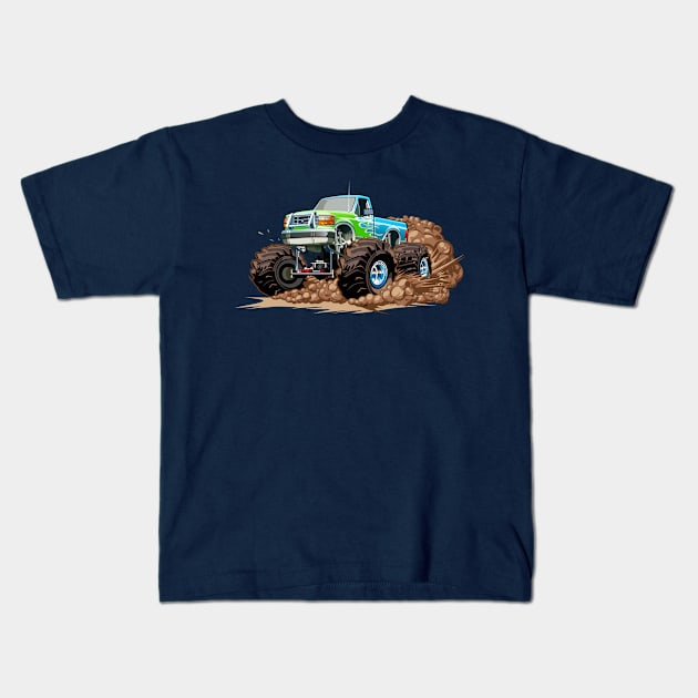 Cartoon monster truck Kids T-Shirt by Mechanik